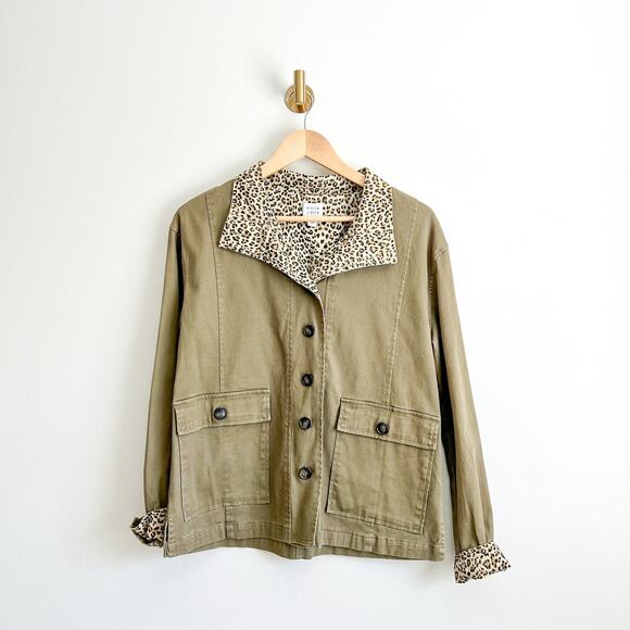 Peyton Jensen Button Front Safari Military Jacket Olive Green S - Picture 2 of 8